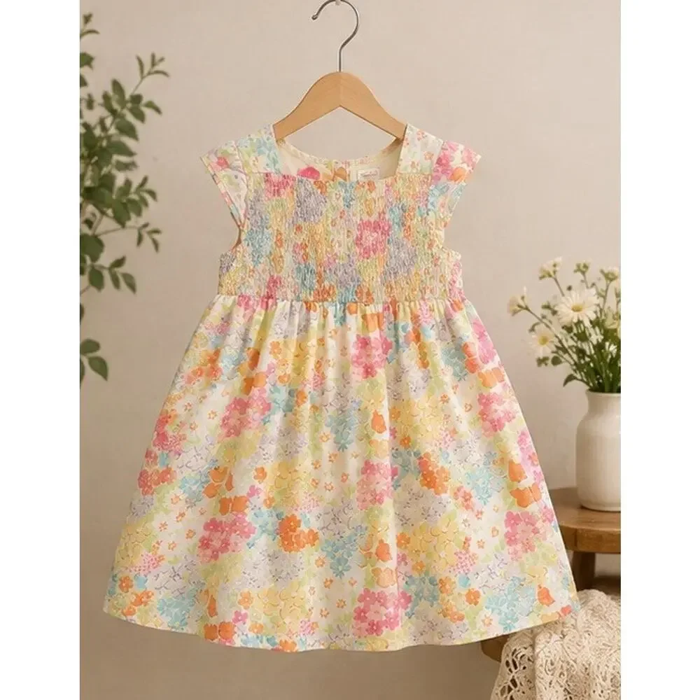 GYMBOREE 2012 Butterfly Blossoms Yellow Pink Orange SMOCKED Flower Dress 6